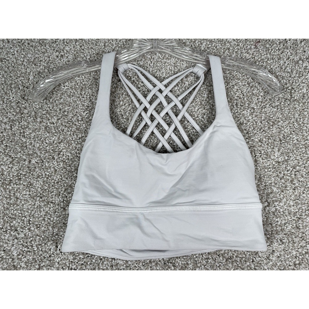 Lululemon Free To Be Wild Longline Strappy Gray Sports Bra Womens Size 6
